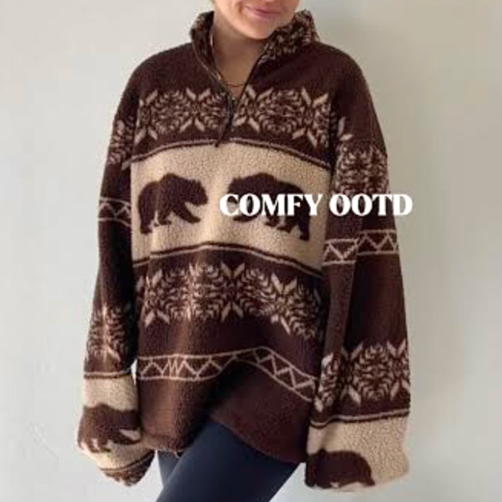 🟥GONE🟥 Old Navy Oversized Sherpa Quarter Zip Sweatshirt